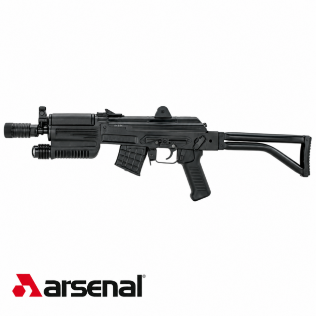 Arsenal SAR-M4S 7,62×39 mm félautomata AK karabély, 215 mm-es csővel, fix fémválltámasszal és integrált LED-lámpával