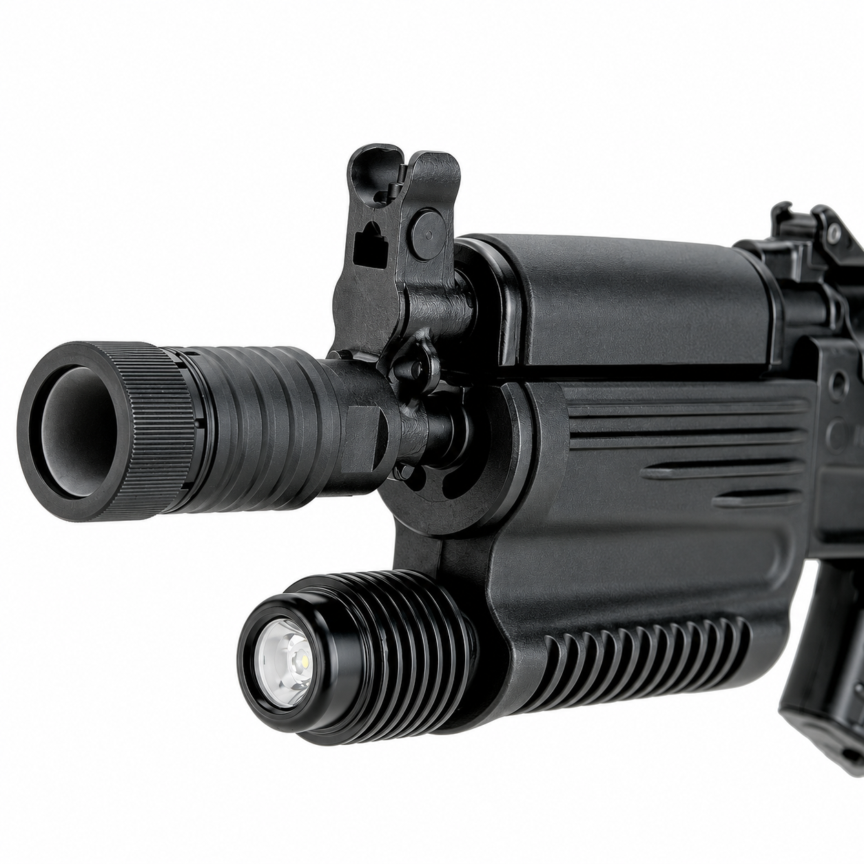 Arsenal SAR-M4S 7,62×39 mm félautomata AK karabély, 215 mm-es csővel, fix fémválltámasszal és integrált LED-lámpával