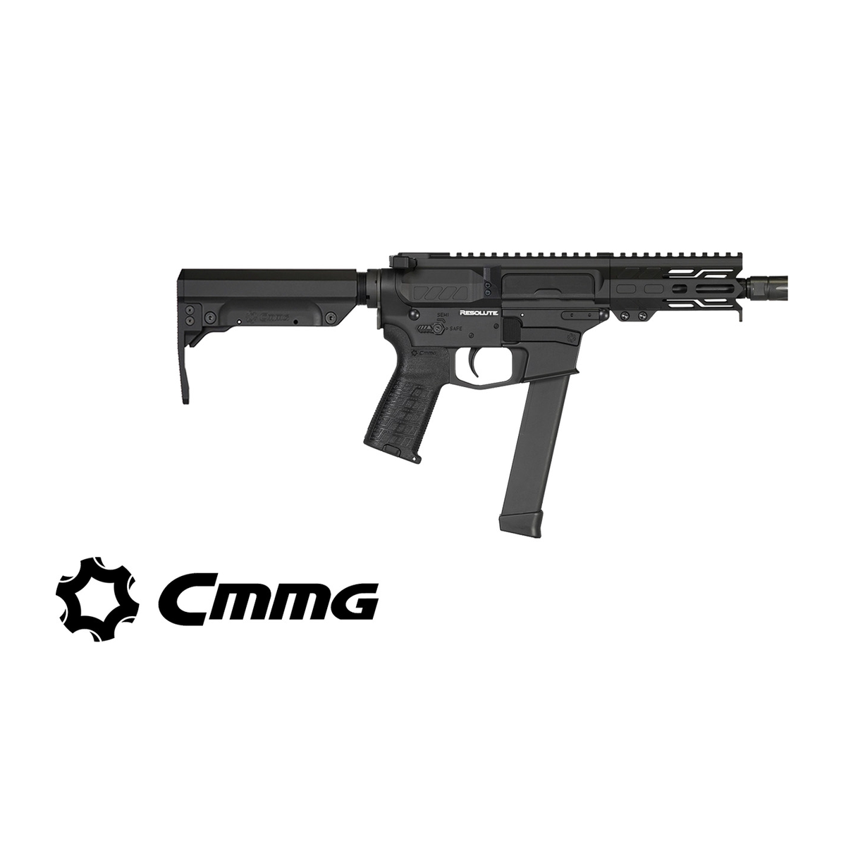 CMMG RESOLUTE MkGs 9×19 mm kompakt PCC Armor Black kivitelben, 5 hüvelykes csővel, EML4 előaggyal és RIPSTOCK válltámasszal