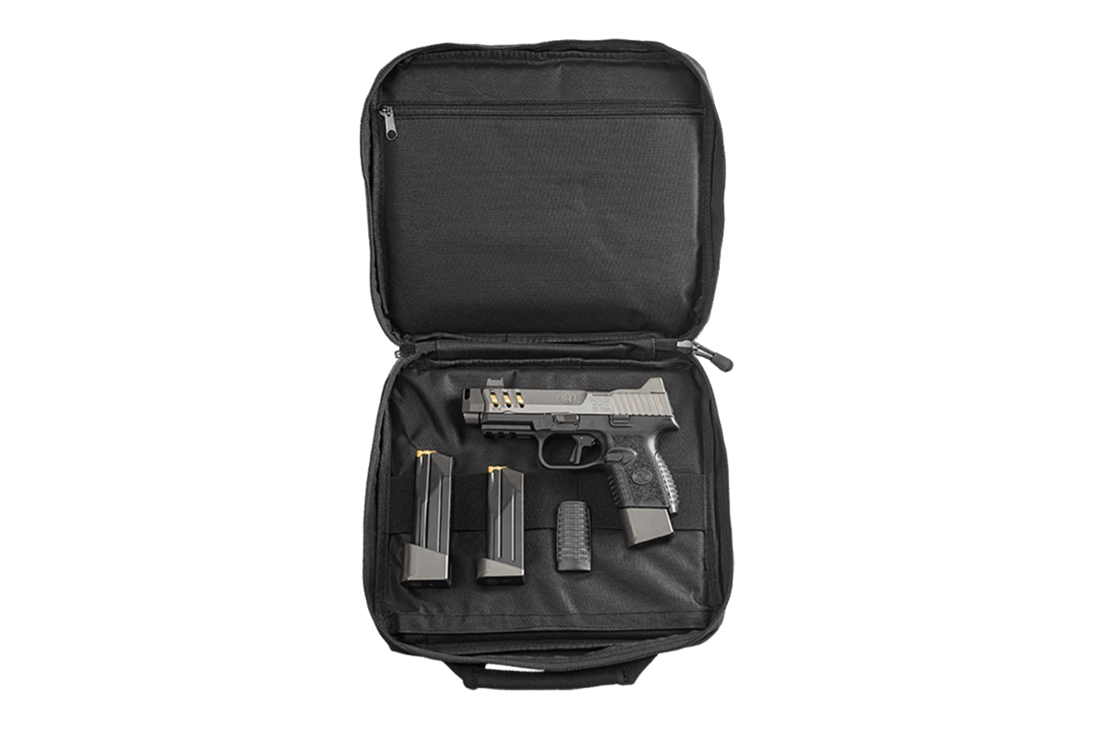 FN 509 CC Edge 9×19 mm kompenzátoros pisztoly aranyszínű TiN bevonatú csővel, optikafogadó szánnal és textúrázott markolattal