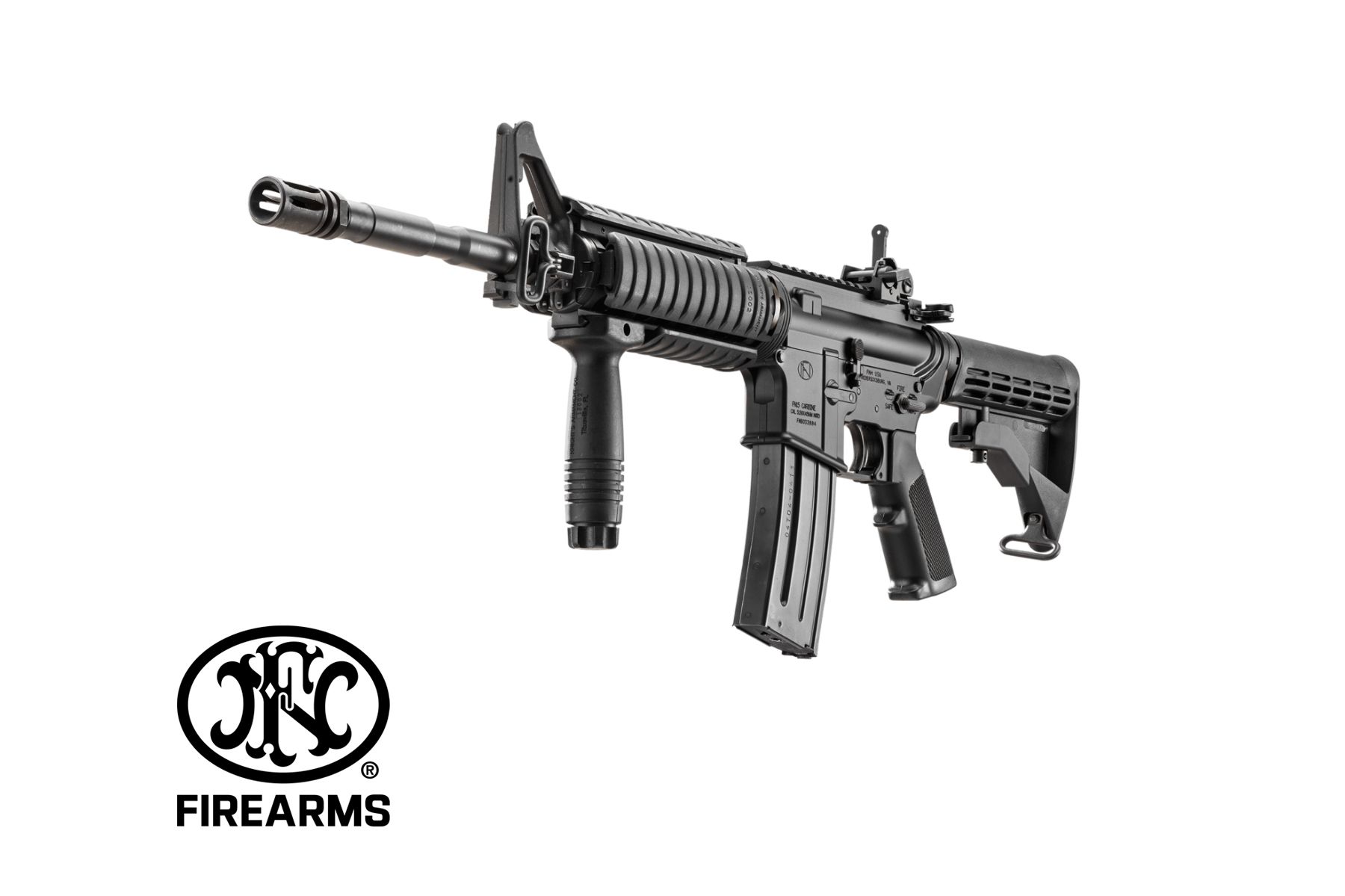 FN M4A1 Military Collector 5,56×45 mm NATO félautomata karabély Knight's Armament RAS Quad Rail előaggyal és M4 teleszkópos válltámasszal