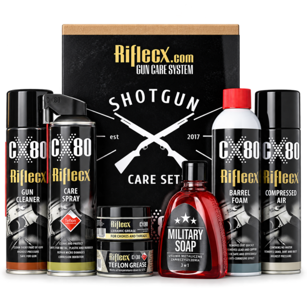 RifleCX Shotgun Care Set sörétespuska-tisztító készlet 7 termékkel
