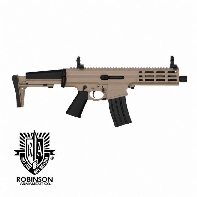 Robinson Armament XCR-L Mini .223 Rem félautomata golyós karabély, 7,5″ csővel, állítható gázrendszerrel, M-LOK előaggyal és hajtható válltámasszal.