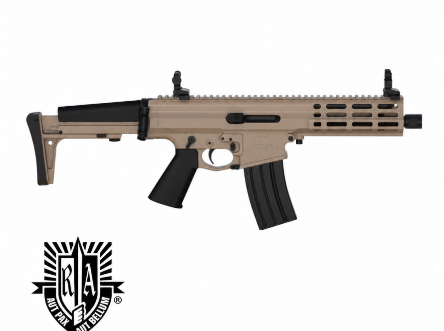 Robinson Armament XCR-L Mini .223 Rem félautomata golyós karabély, 7,5″ csővel, állítható gázrendszerrel, M-LOK előaggyal és hajtható válltámasszal.