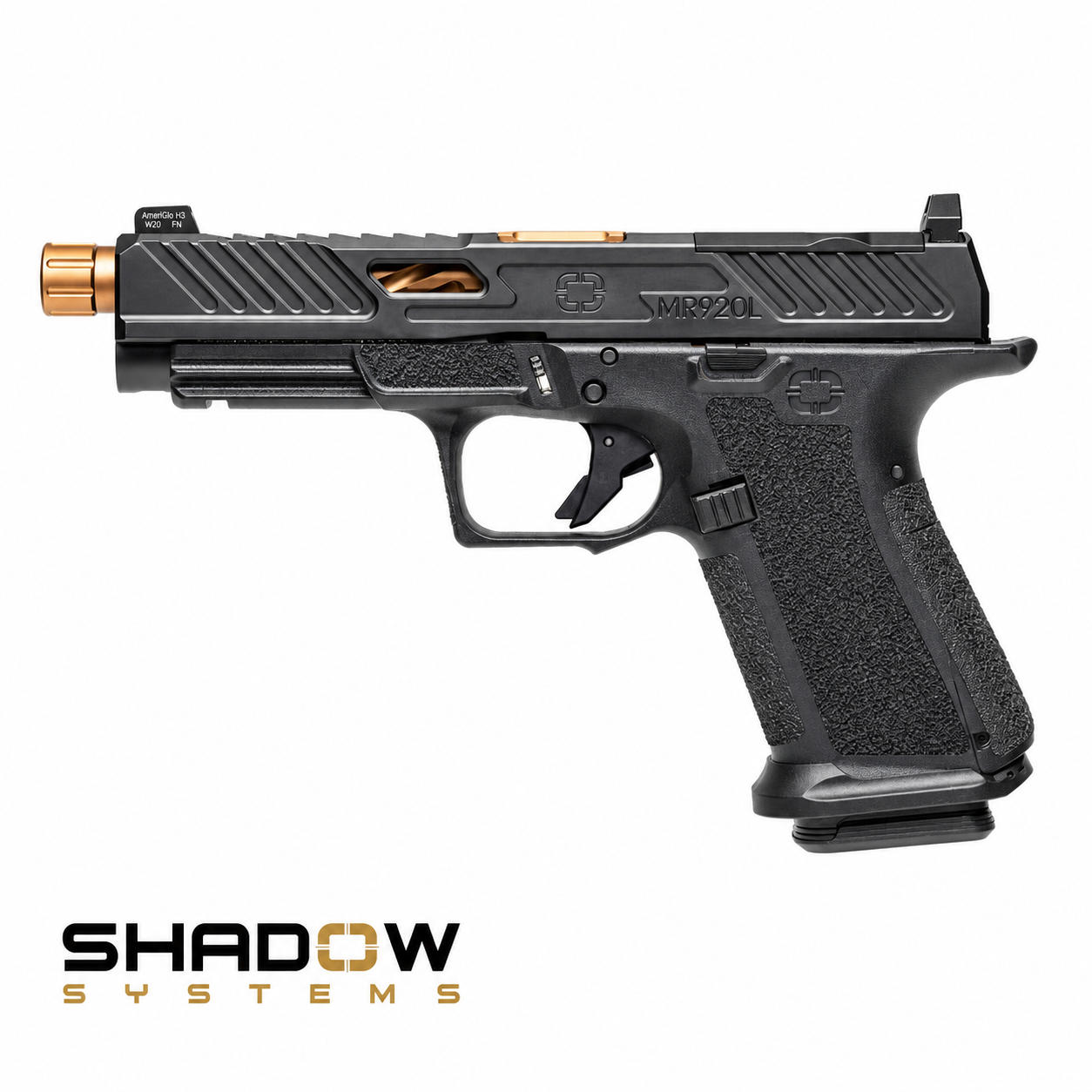 Shadow Systems MR920L Elite 9mm pisztoly, bronzszínű menetes csővel, hosszított Elite szánnal és optikafogadással