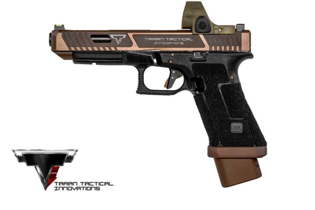 TTI Copperhead Glock 34 Gen 3 Combat Master pisztoly, bronz-fekete kivitel, Trijicon SRO optikával